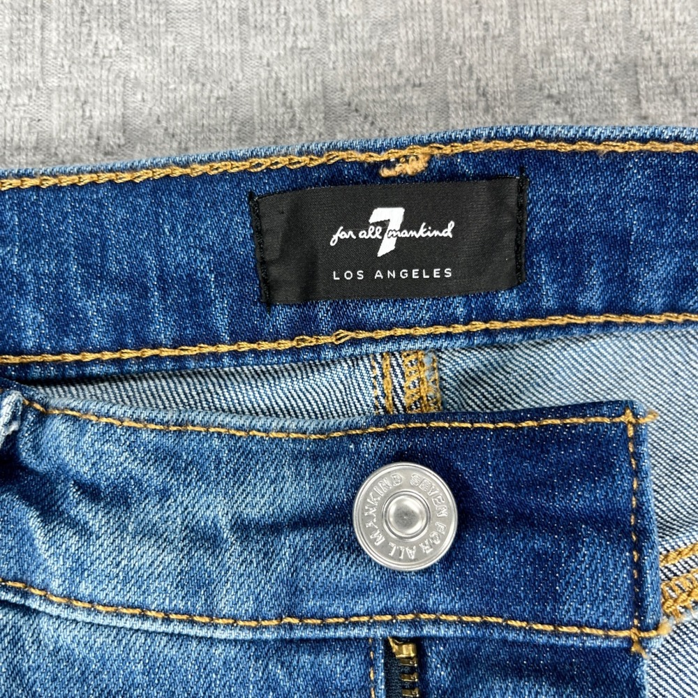 7 For All Mankind Dojo Bootcut Jeans Women 28x33.5 Blue Ultra High Rise Flare - Picture 3 of 16